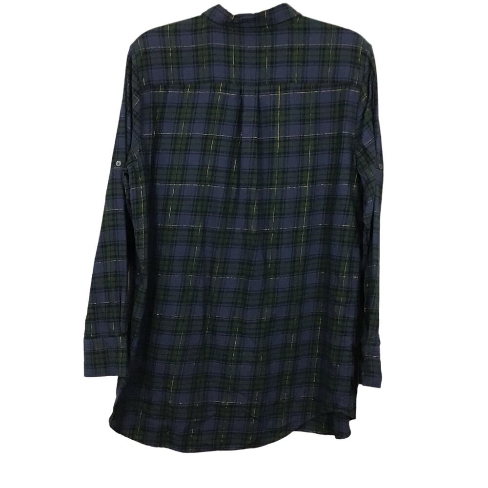 J. Crew The Perfect Shirt Popover Button Up Down Blackwatch Plaid Tunic Top sz L - Picture 3 of 8